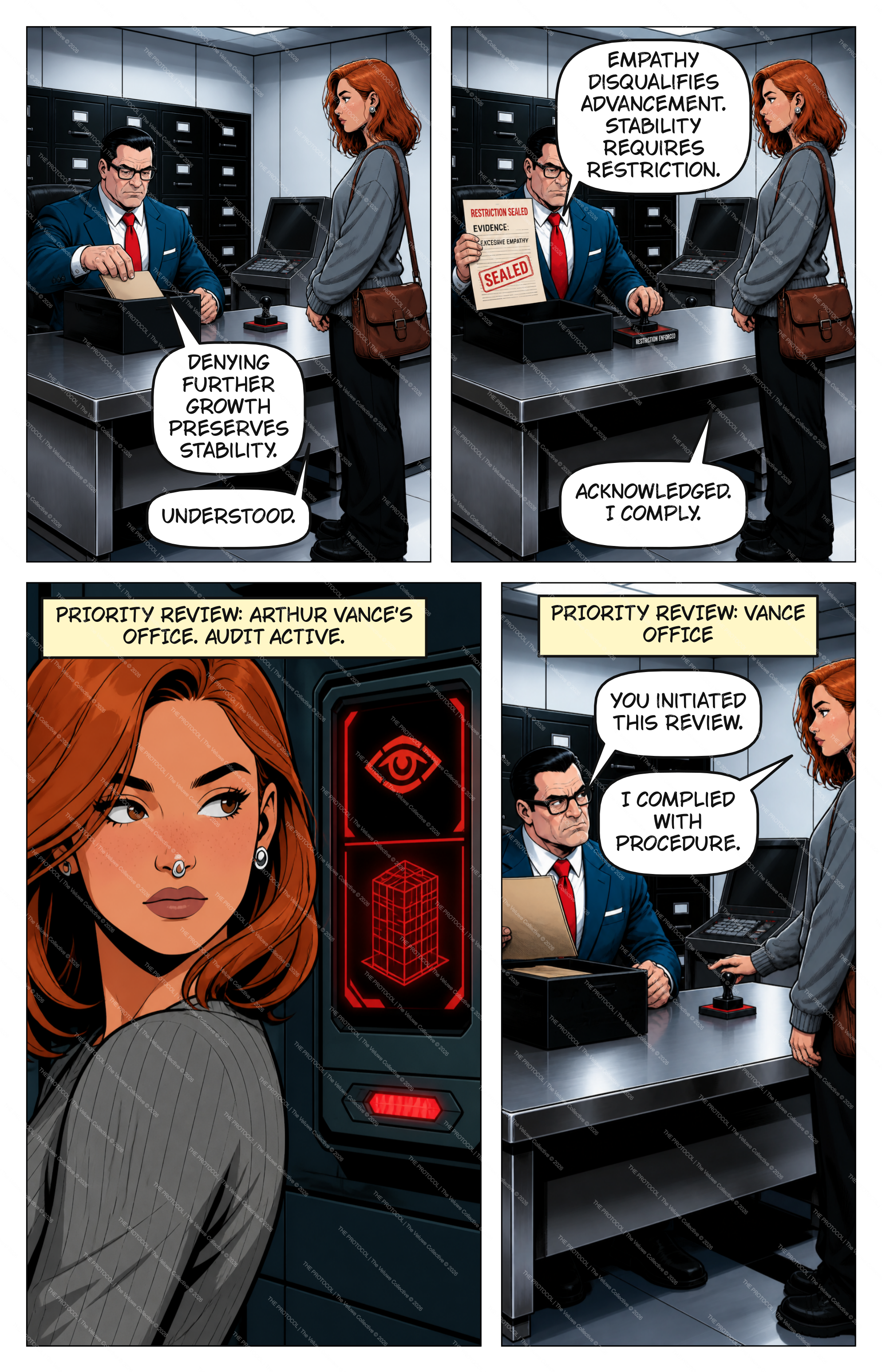Comic page 11 — office workers collaborating