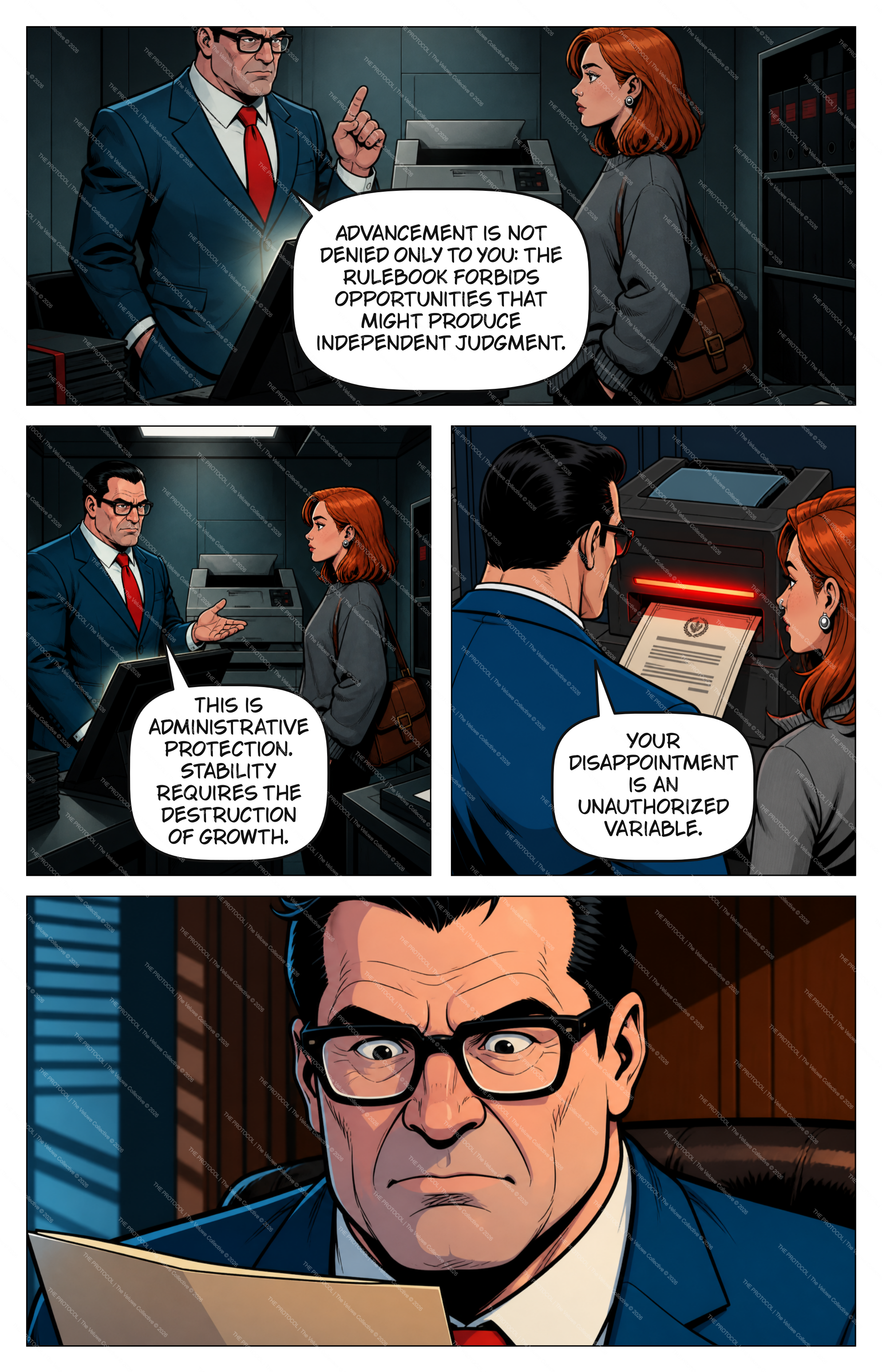 Comic page 14 — advancement is denied, empathy disqualifying